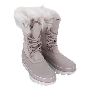 Sorel Joan of Arctic Leather Faux Fur-Lined Mauve Pink Vapor Size 9.5